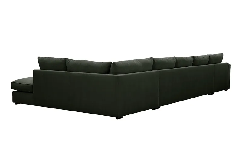 Rossita Lyx 6-seters venstrevendt U-formet ekstra dyp sofa med divan og sjeselong i manchester - Mørkegrønn - Møbler - Sofaer - U-sofa
