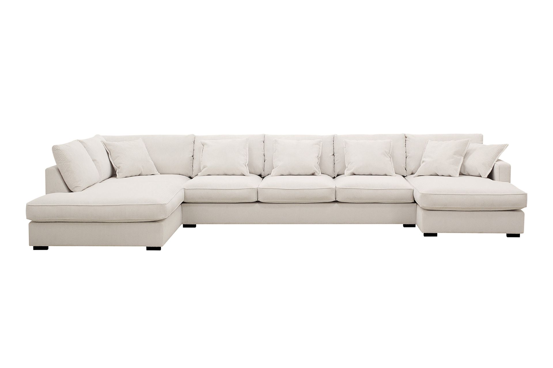 Rossita Lyx 6-seters venstrevendt U-formet ekstra dyp sofa med divan og sjeselong i manchester - Offwhite