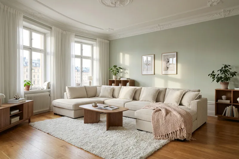 Rossita Lyx 6-seters venstrevendt U-formet ekstra dyp sofa med divan og sjeselong i stoff - Beige - Møbler - Sofaer - U-sofa