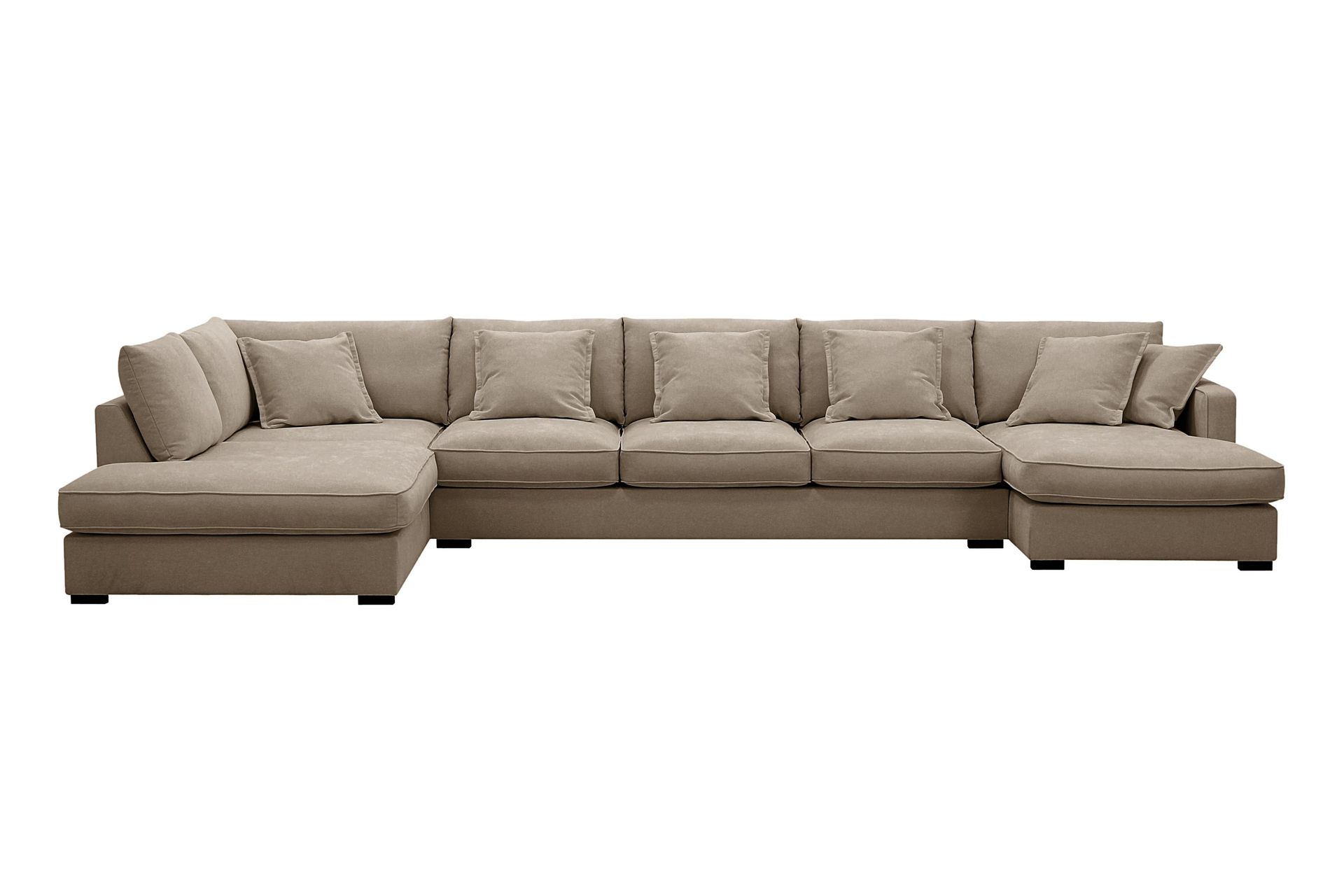 Rossita Lyx 6-seters venstrevendt U-formet ekstra dyp sofa med divan og sjeselong i stoff - Brun