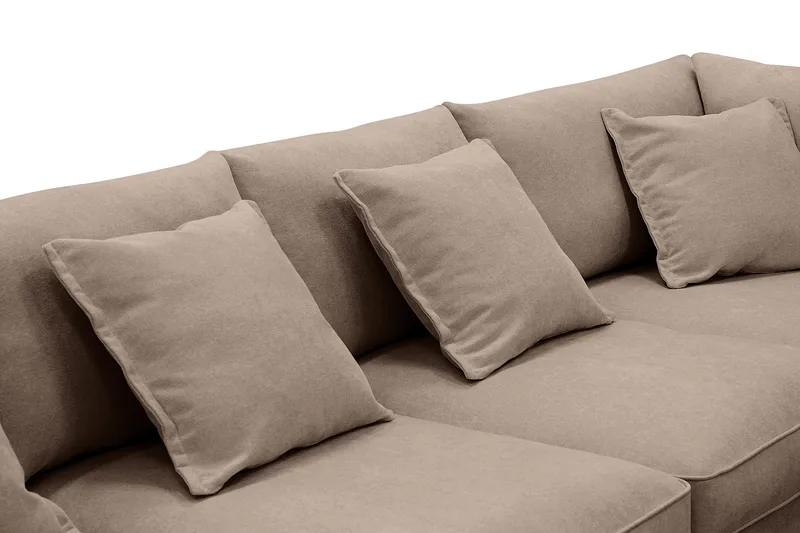 Rossita Lyx 6-seters venstrevendt U-formet ekstra dyp sofa med divan og sjeselong i stoff - Mørkebrun - Møbler - Sofaer - U-sofa