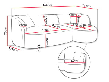 Rylian 3-seters sofa med divan - mørkegrå - Møbler - Sofaer - Sofa med sjeselong