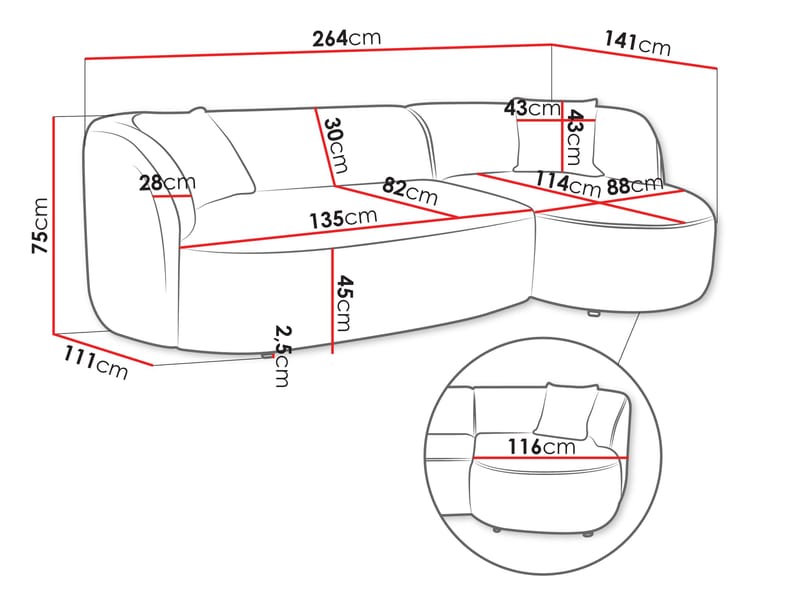 Rylian 3-seters sofa med divan - turkis - Møbler - Sofaer - Hjørnesofa
