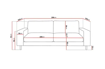 Scandi dyp 3-seters sofa i chenille - Beige - Møbler - Sofaer - Fløyel sofaer