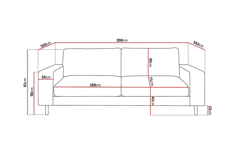 Scandi dyp 3-seters sofa i chenille - Beige - Møbler - Sofaer - Fløyel sofaer