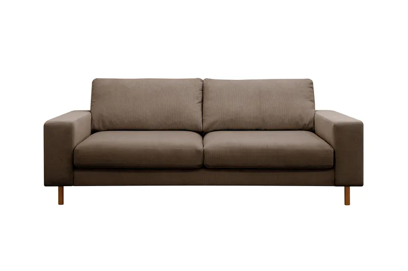 Scandi dyp 3-seters sofa i Kordfløyel, Brun