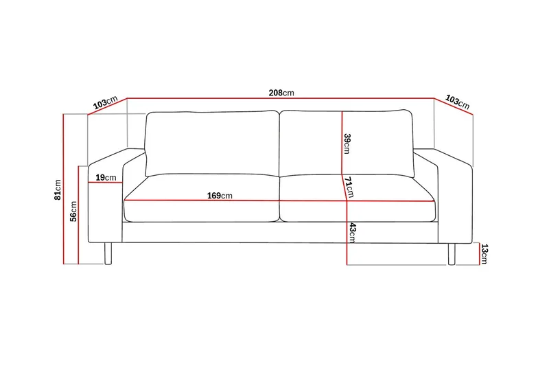 Scandi dyp 3-seters sofa i Kordfløyel - Brun - Møbler - Sofaer - Sofa 3 seter