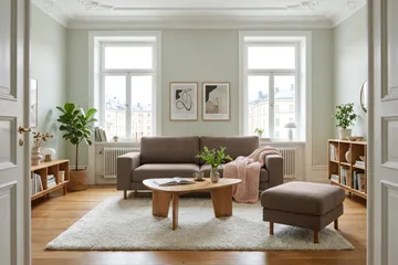 Scandi dyp 3-seters sofa i stoff - Mørkebrun - Møbler - Sofaer - Sofa 3 seter