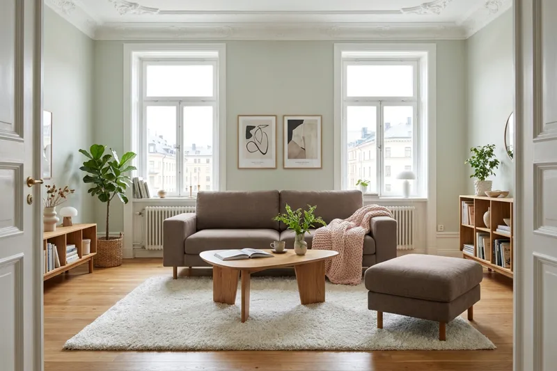 Scandi dyp 3-seters sofa i stoff - Mørkebrun - Møbler - Sofaer - Sofa 3 seter