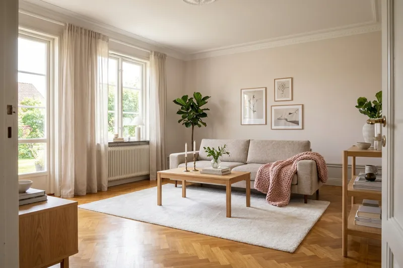 Scandi Dyp 4-seters sofa i chenille - Beige - Møbler - Sofaer - Fløyel sofaer