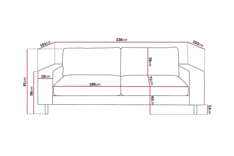 Scandi Dyp 4-seters sofa i chenille - Beige - Møbler - Sofaer - Fløyel sofaer