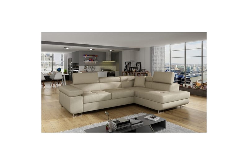 Seksjon Eltap Anton 272x203x85 cm - Jarell 18, Lys Beige, Høyre - Møbler - Sofaer - Sovesofaer