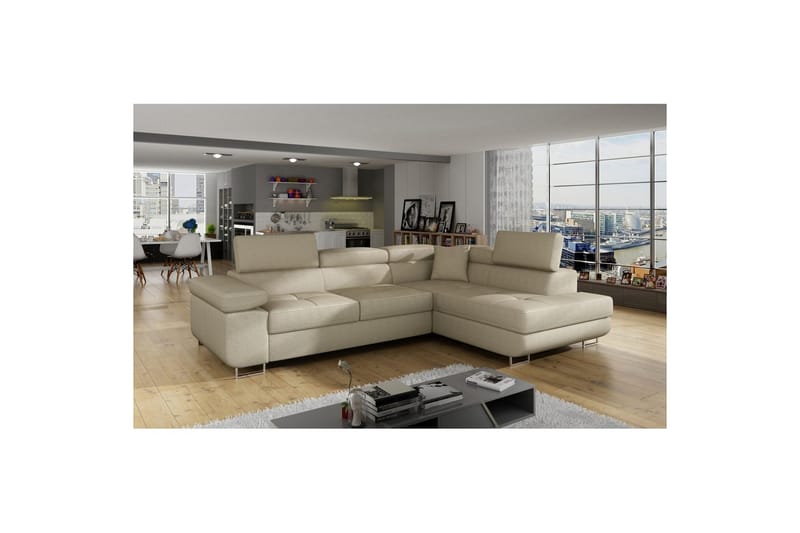 Seksjon Eltap Anton 272x203x85 cm - Jarell 18, Lys Beige, Høyre - Møbler - Sofaer - Sovesofaer