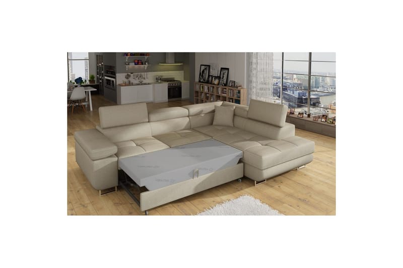 Seksjon Eltap Anton 272x203x85 cm - Jarell 18, Lys Beige, Høyre - Møbler - Sofaer - Sovesofaer