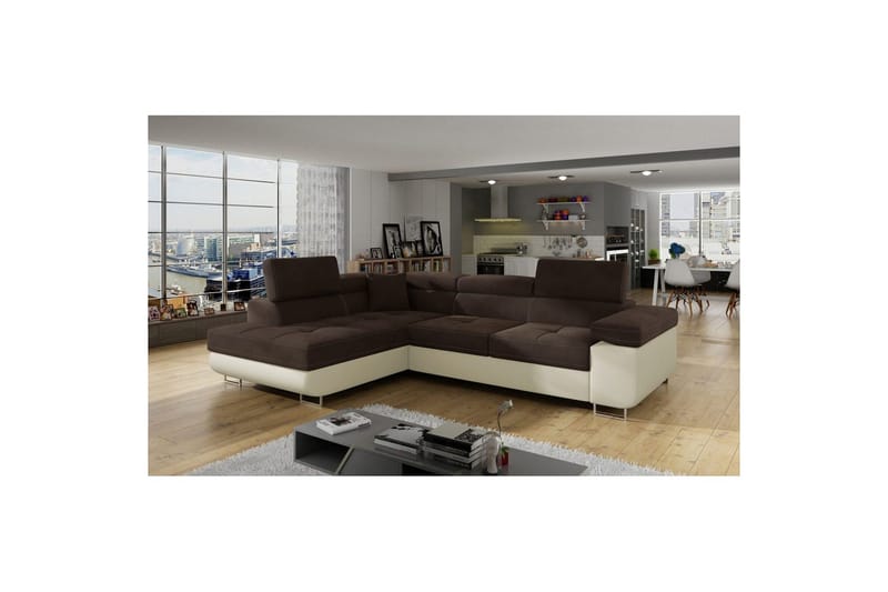 Seksjon Eltap Anton 272x203x85 cm - Jasmine 29, Soft 33, Brun, Beige, Venstre - Møbler - Sofaer - Sovesofaer