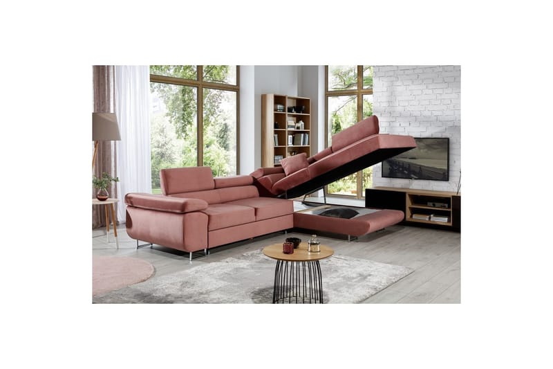 Seksjon Eltap Anton 272x203x85 cm - Monolith 63, Rosa, Høyre - Møbler - Sofaer - Sovesofaer