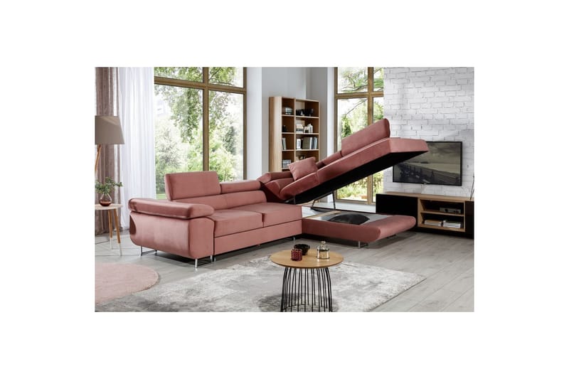 Seksjon Eltap Anton 272x203x85 cm - Monolith 63, Rosa, Høyre - Møbler - Sofaer - Sovesofaer