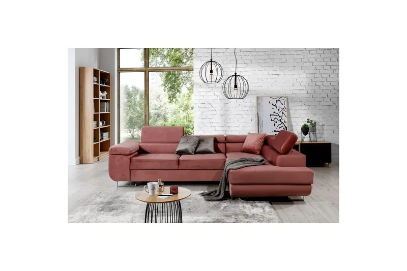 Seksjon Eltap Anton 272x203x85 cm - Monolith 63, Rosa, Høyre - Møbler - Sofaer - Sovesofaer