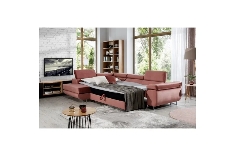 Seksjon Eltap Anton 272x203x85 cm - Monolith 63, Rosa, Venstre - Møbler - Sofaer - Sovesofaer