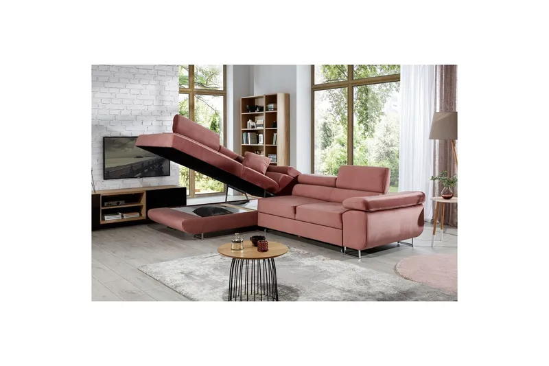 Seksjon Eltap Anton 272x203x85 cm - Monolith 63, Rosa, Venstre - Møbler - Sofaer - Sovesofaer