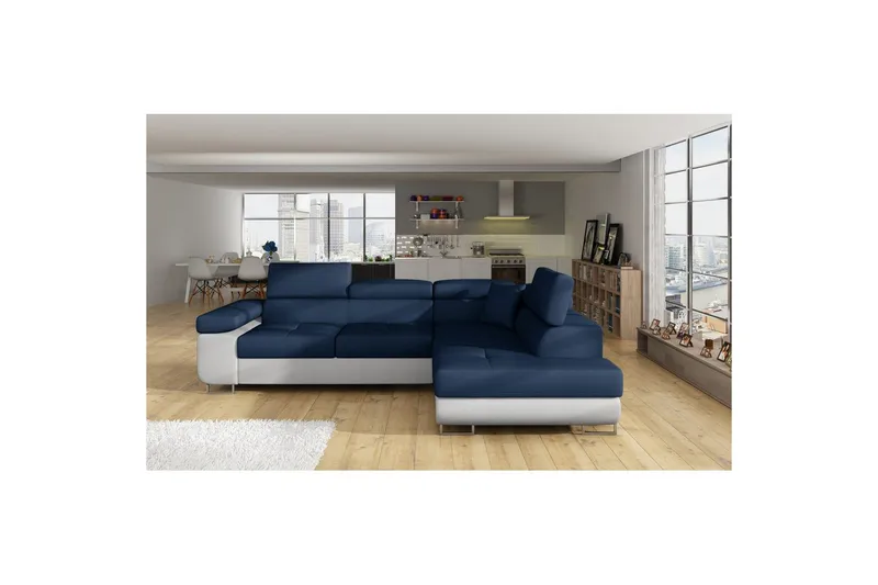 Seksjon Eltap Anton 272x203x85 cm - Monolith 77, Monolith 84, Blå, Lysegrå, Høyre - Møbler - Sofaer - Sovesofaer