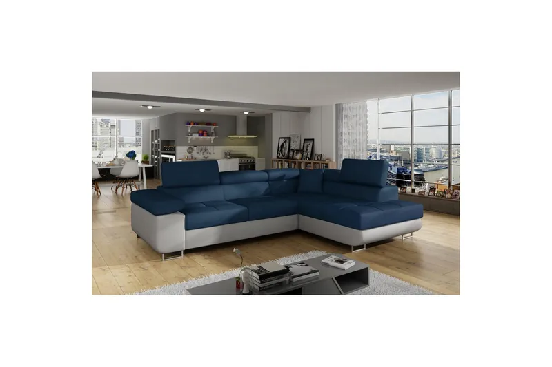 Seksjon Eltap Anton 272x203x85 cm - Monolith 77, Monolith 84, Blå, Lysegrå, Høyre - Møbler - Sofaer - Sovesofaer