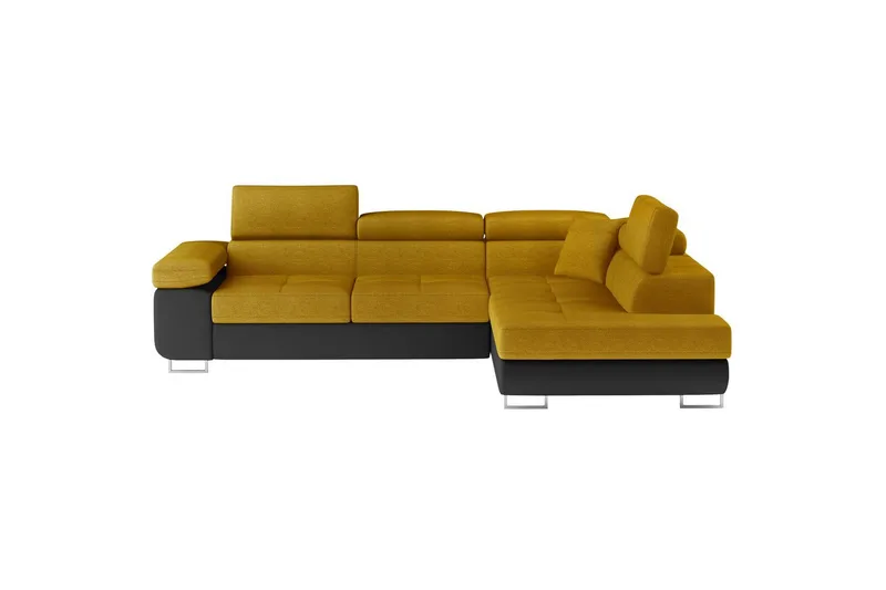 Seksjon Eltap Anton 272x203x85 cm - Omega 68, Soft 11, Gul, Svart, Høyre - Møbler - Sofaer - Sovesofaer