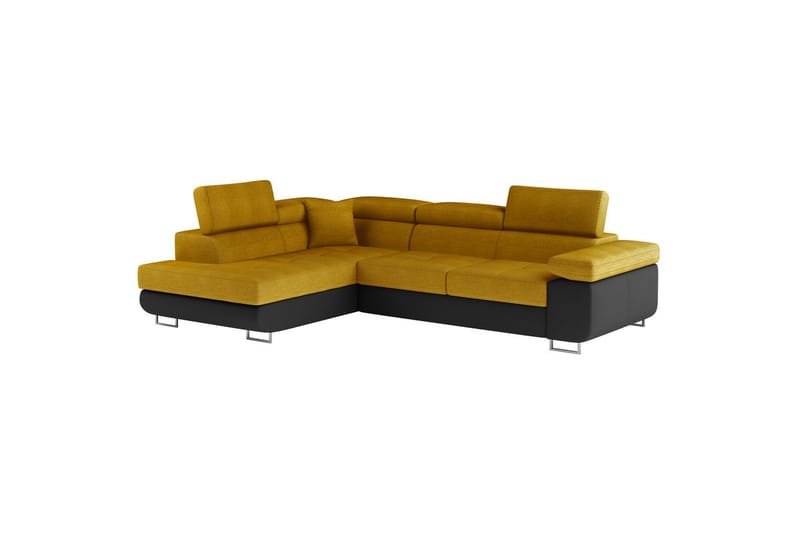 Seksjon Eltap Anton 272x203x85 cm - Omega 68, Soft 11, Gul, Svart, Venstre - Møbler - Sofaer - Sovesofaer