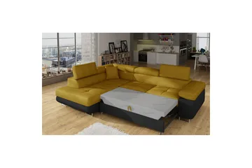 Seksjon Eltap Anton 272x203x85 cm - Omega 68, Soft 11, Gul, Svart, Venstre - Møbler - Sofaer - Sovesofaer