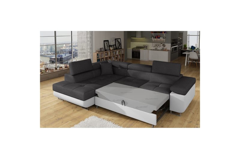 Seksjon Eltap Anton 272x203x85 cm - Sawana 05, Soft 17, Grå, Hvit, Venstre - Møbler - Sofaer - Sovesofaer