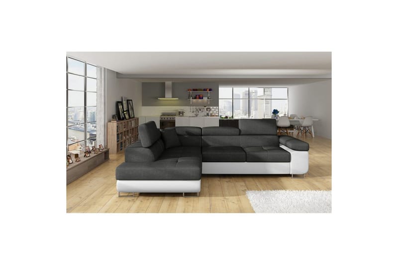 Seksjon Eltap Anton 272x203x85 cm - Sawana 05, Soft 17, Grå, Hvit, Venstre - Møbler - Sofaer - Sovesofaer