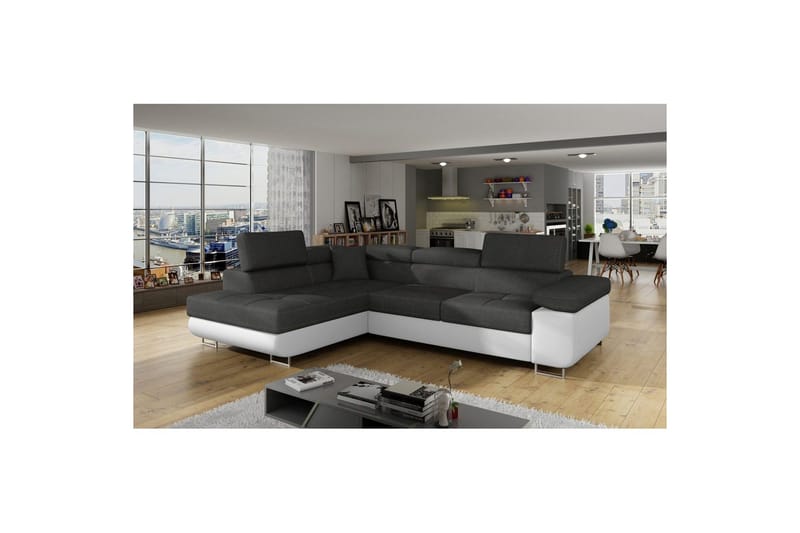 Seksjon Eltap Anton 272x203x85 cm - Sawana 05, Soft 17, Grå, Hvit, Venstre - Møbler - Sofaer - Sovesofaer