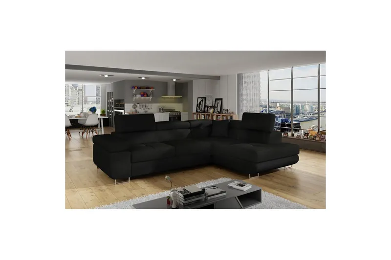 Seksjon Eltap Anton 272x203x85 cm - Sawana 14, Svart, Høyre - Møbler - Sofaer - Sovesofaer