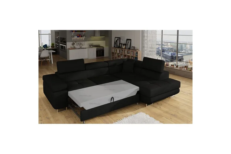 Seksjon Eltap Anton 272x203x85 cm - Sawana 14, Svart, Høyre - Møbler - Sofaer - Sovesofaer