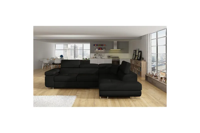 Seksjon Eltap Anton 272x203x85 cm - Sawana 14, Svart, Høyre - Møbler - Sofaer - Sovesofaer