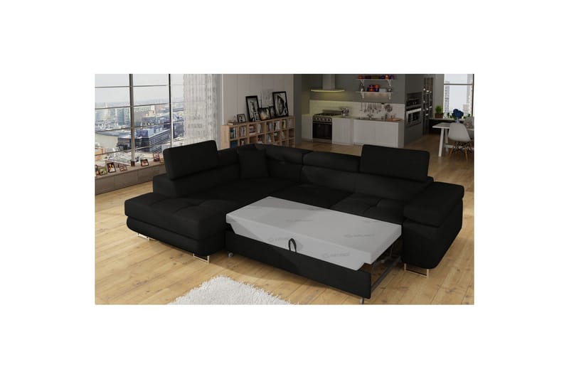 Seksjon Eltap Anton 272x203x85 cm - Sawana 14, Svart, Venstre - Møbler - Sofaer - Sovesofaer