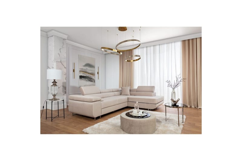 Seksjon Eltap Anton 272x203x85 cm - Paros 02, Beige, Høyre - Møbler - Sofaer - Sovesofaer