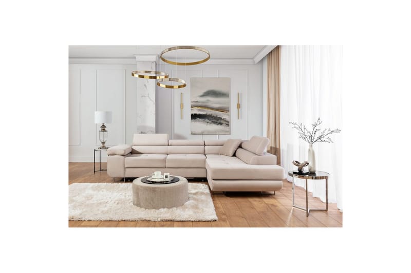 Seksjon Eltap Anton 272x203x85 cm - Paros 02, Beige, Høyre - Møbler - Sofaer - Sovesofaer