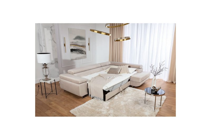 Seksjon Eltap Anton 272x203x85 cm - Paros 02, Beige, Høyre - Møbler - Sofaer - Sovesofaer