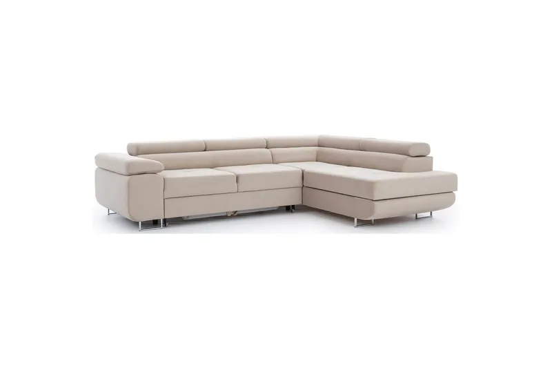 Seksjon Eltap Anton 272x203x85 cm - Paros 02, Beige, Høyre - Møbler - Sofaer - Sovesofaer