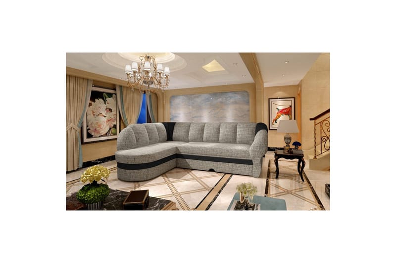 Seksjon Eltap Benano 250x85x180 cm - Berlin 01, Myk 11, Grå, Svart, Venstre - Møbler - Sofaer - Sovesofaer