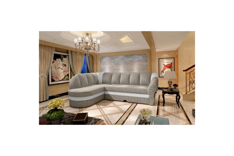 Seksjon Eltap Benano 250x85x180 cm - Berlin 01, Soft 17, Grå, Hvit, Venstre - Møbler - Sofaer - Sovesofaer