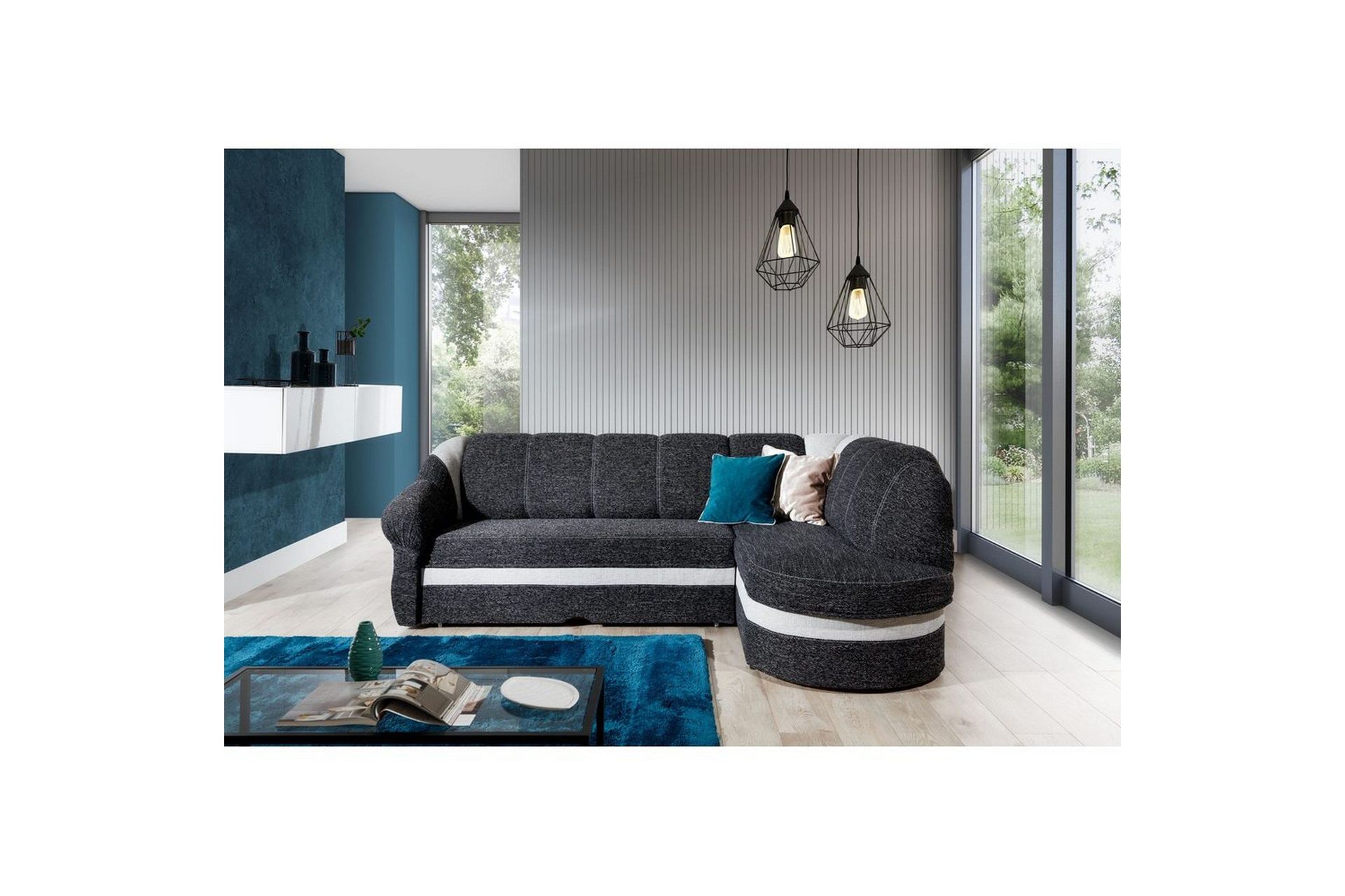 Seksjon Eltap Benano 250x85x180 cm - Berlin 02, Berlin 10, Svart, Lys Grå, Høyre