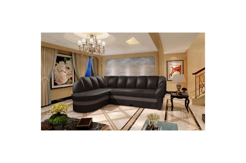 Seksjon Eltap Benano 250x85x180 cm - Berlin 02, Berlin 10, Svart, Lys Grå, Venstre - Møbler - Sofaer - Sovesofaer