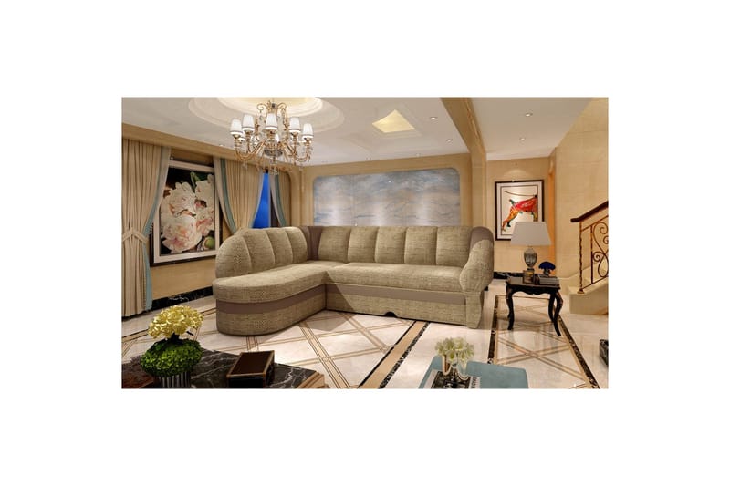 Seksjon Eltap Benano 250x85x180 cm - Berlin 03, Soft 15, Beige, Brun, Venstre - Møbler - Sofaer - Sovesofaer