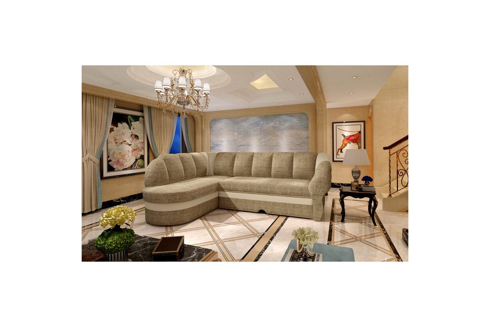Seksjon Eltap Benano 250x85x180 cm - Berlin 03, Soft 33, Beige, Venstre