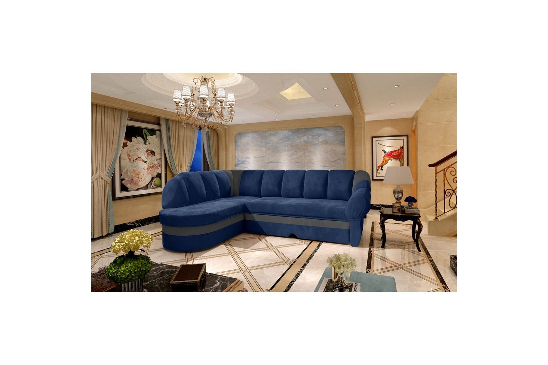 Seksjon Eltap Benano 250x85x180 cm - Kronos 09, Paros 06, Mørkeblå, Grå, Venstre