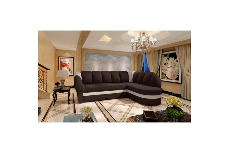 Seksjon Eltap Benano 250x85x180 cm - Sawana 16, Soft 33, Brun, Beige, Høyre - Møbler - Sofaer - Sovesofaer