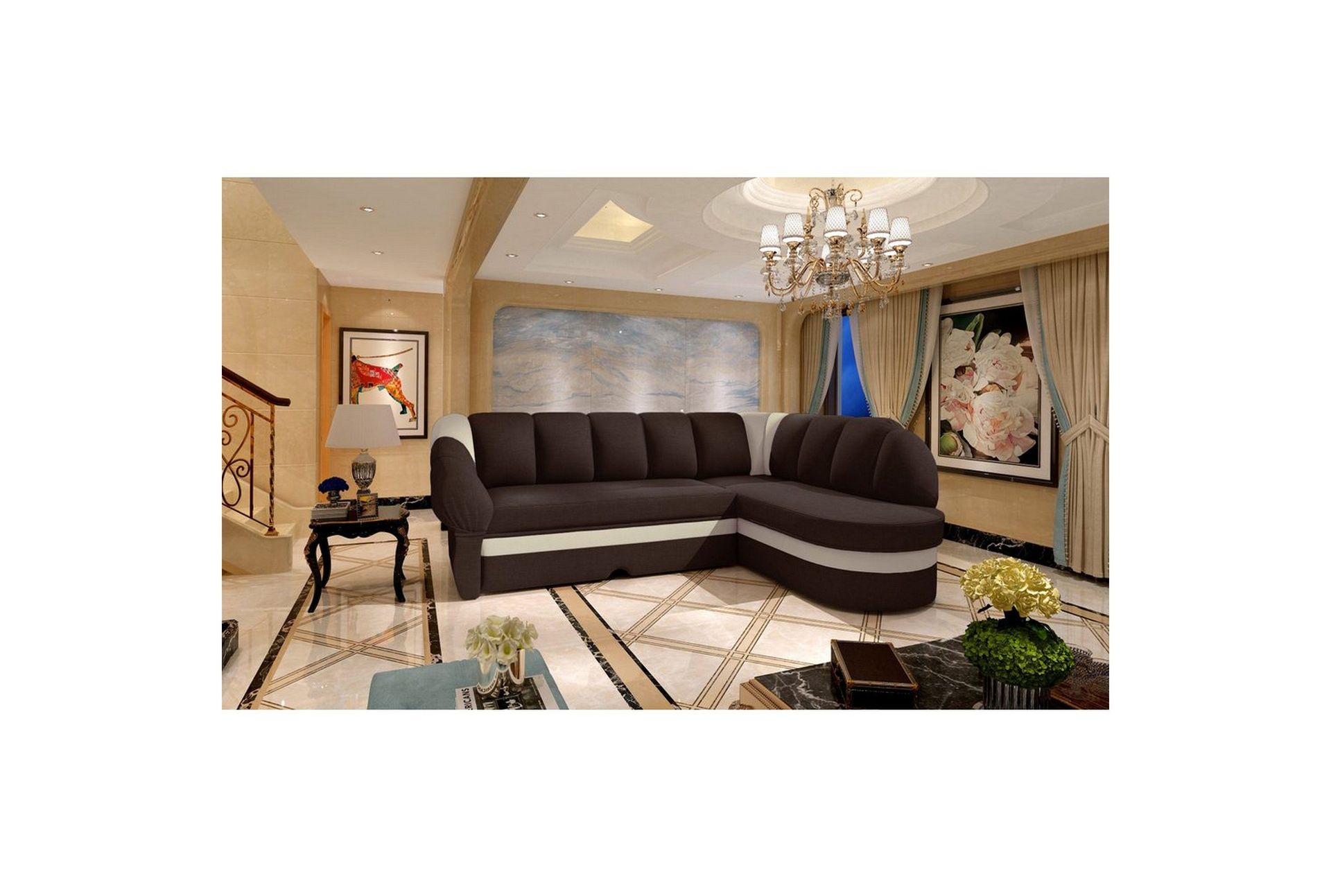 Seksjon Eltap Benano 250x85x180 cm - Sawana 16, Soft 33, Brun, Beige, Høyre