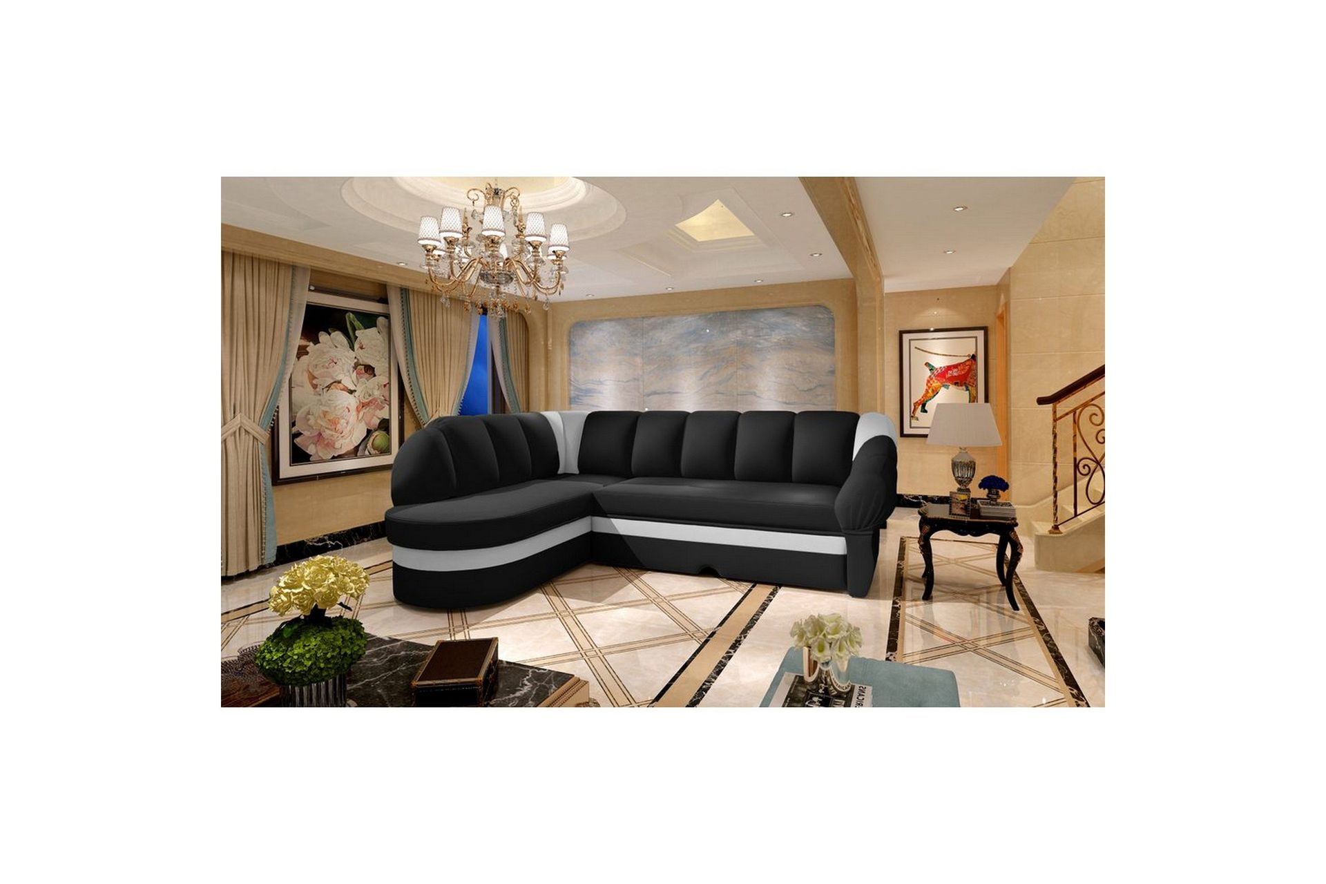 Seksjon Eltap Benano 250x85x180 cm - Soft 11, Soft 17, Svart, Hvit, Venstre